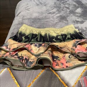 SHEIN Beige and White Skirt with zipper all over